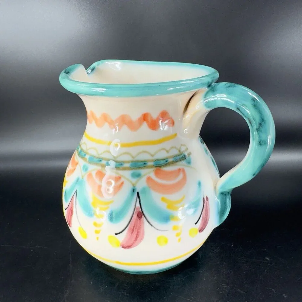 Vintage La Gartera Art Potter Jug Pitcher Toledo Spain signed Pottery Hand Made‎